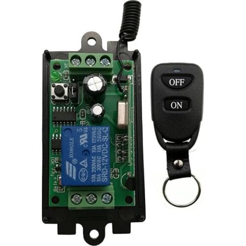 DC 9V 12V 24V 1 CH 1Channel 1CH Wireless RF Remote Control Light Switch 10A Relay Output Radio Receiver Module +Transmitter