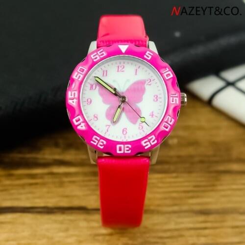 Freeshipping children luminous hands watch beauty butterfly dial girls cartoon wristwatch cute annimal design boys quartz clock