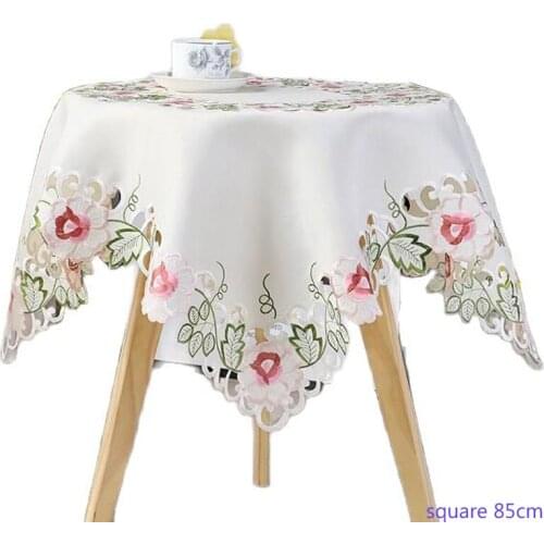 Elegant white lace square flower Tablecloth embroidery kitchen Table Cover cloth dining Christmas Wedding New Year decoration