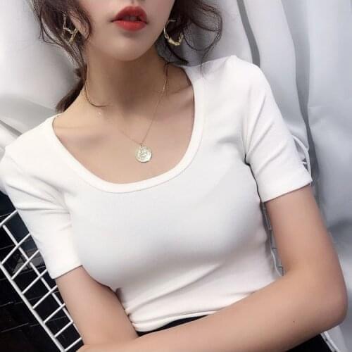 Cotton T Shirt Women 2021 Summer Fashsion Sex Crop Tops Plus Size Female Tshirts Korean Harajuku Casual Tees Slim Streetwear