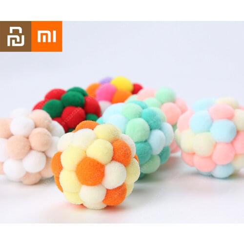 Xiaomi Pets Toy Colorful Handmade Bouncy Ball Planet Ball Kitten Toy Plush Bell Ball Mouse Toy Cat Toys Interactive Pet Supplies