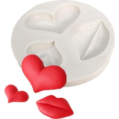 Lips Heart Cake Decorating Tool Gumpaste Sugar Mold Fondant Silicone Cake Mold M060
