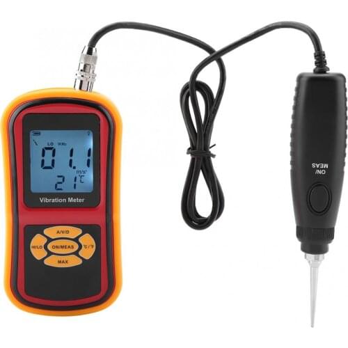 GM63B Portable Mini LCD Display Digital Vibration Meter with Probe 0-40Celsius