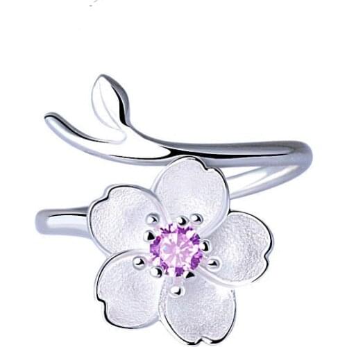 REETI 925 Sterling Silver flowers Rings for Women Adjustable Wedding Ring Fashion sterling-silver-jewelry Girls Gift
