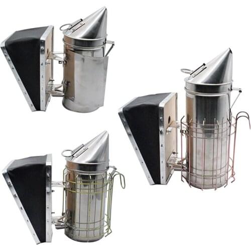 Bee Smoker Bee Hive Smoker with Heat Shield Protection Board Stainless Steel Beekeeping Equipment Bee Hive Smoker
