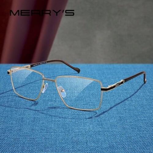 MERRYS Men Luxury Business Style Glasses Frame Myopia Prescription Eyeglasses Optical Frame S2107