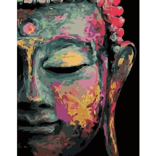 Painting By Numbers DIY Dropshipping 40x50 60x75cm Half face Buddha statue Figure Canvas Wedding Decoration Art picture Gift