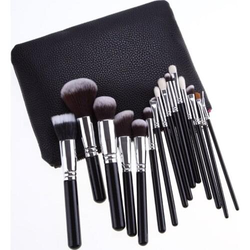 Professional 15Pcs Makeup Brushes Set Powder Foundation Contour Angle Eyebrow Brush Complete Kit Cosmetics With Bag