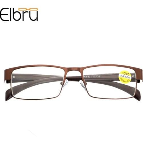 Elbru Vintage Anti Blue Light Reading Glasses Ultralight Metal Frame Clear Lens Presbyopic Eyeglasses Degree +1.0 to +4.0 Unisex