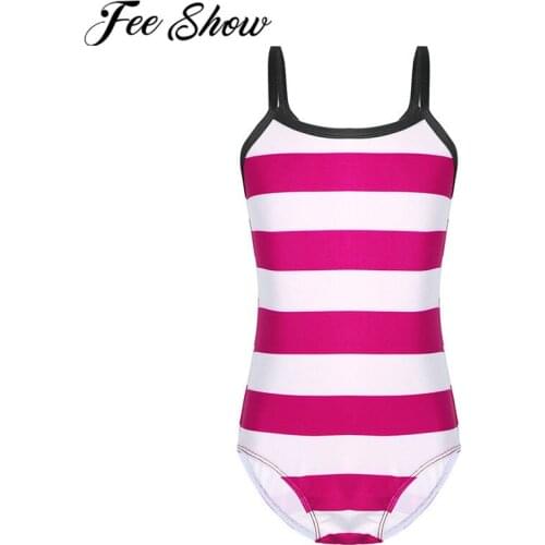 2-14 Years Summer Swimsuit Girls One Piece Swimwear Striped Bodysuit For Children Swimwear Beach Bikini Set