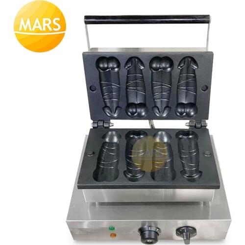 Commercial Non-Stick Penis Shaped Cake Mold 4pcs Penis Waffle Maker 110v 220v Electric Waffles On a Stick Machine Baker Iron Pan