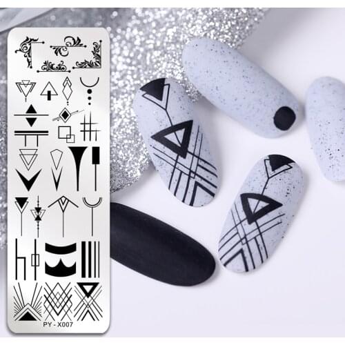 PICT YOU Geometric Pattern Nail Stamping Plate Nail Printing Stamping Templates Stainless Steel Image Plate DIY Stencil Tools