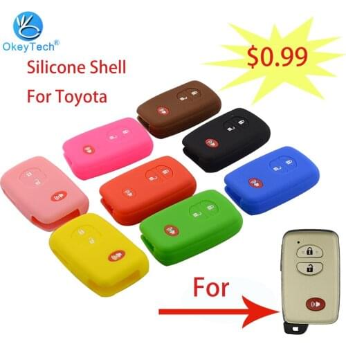 OkeyTech For Toyota 3 Button Silicone Key Fob Cover Case Shell for Toyota RAV4 Land Cruiser Prado avensis Avalon Venza Camry
