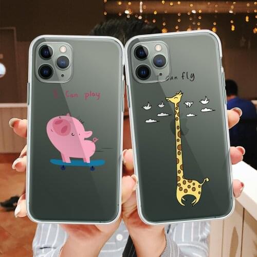 Cute Funny Pig Cartoon Phone Case For iPhone 11 Pro Max 12 Mini 7 5 5S SE 2020 X XS XR 8 7 6Plus Lovely Soft TPU Silicone Cover