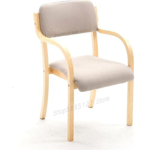 Modern Minimalist Nordic Solid Wood Dining Chair Japanese Curved Wood Cloth Chair Backrest Armrest Home Office Desk Computer Cha