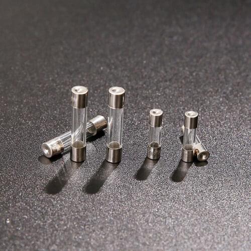 100pcs 5*20mm 6*30mm glass fuse 250V 0.1 0.2 0.3 0.5 1 2 3 4 5 6 8 10 15 20 25 30A fuse Electronic component voltage protection