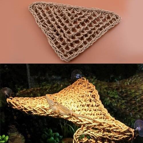 Triangle Reptile Lizard Lounger Bearded Dragon Seaweed Hammock Swing Hanging Net For Anole Gecko Iguana Hermit Crab Light Brown