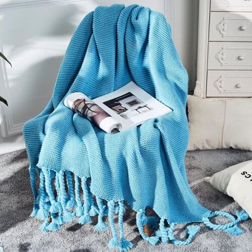 High quality multiple colors 130*170cm Knitted Throw Thread Blanket on the Bed Sofa Travel Nap Blankets High Quality Soft Towel