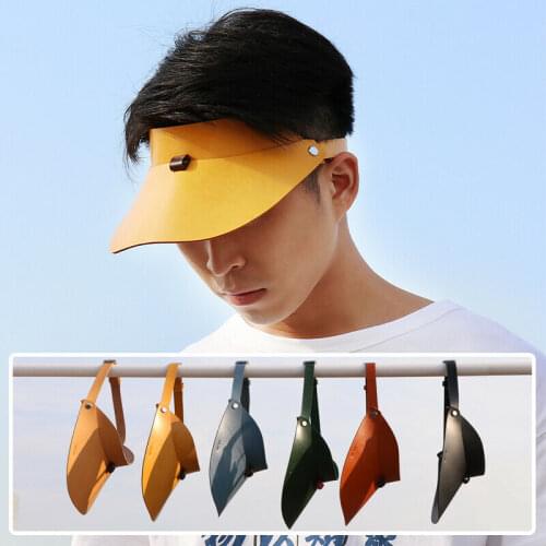 WUTA Handmade Classic Visor Hat Genuine Leather Visor Cap Unisex Women Sun Visor Men Leather Sun Hat Gift for Him