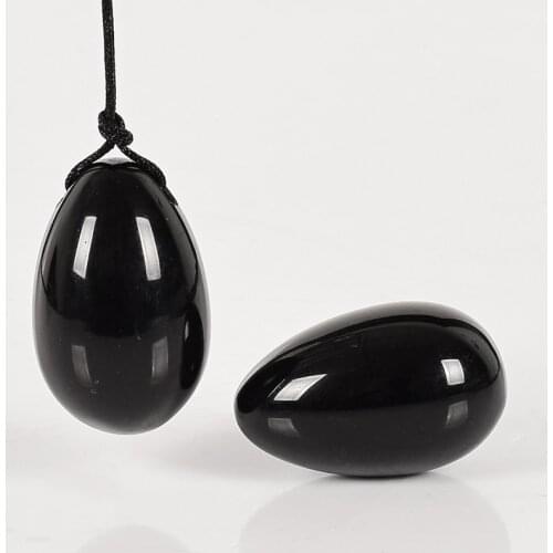 Black Obsidian Yoni Egg 30*20mm Natural Jade Massage Crystal Stone for Kegel Exercise Vaginal Muscle Massage Ben Wa Balls