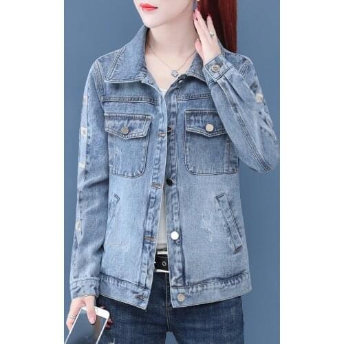 Vintage Plus size 5XL Women Denim Jacket Spring Autumn Korean Fashion Letters Loose Short Coat Female Casual jeans Outwear Tops