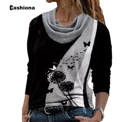 Plus size Women Elegant Leisure Casual T-shirt Model Landscape Print Womens Top 2021 Summer Pile Collar Tees shirt Femme 4XL