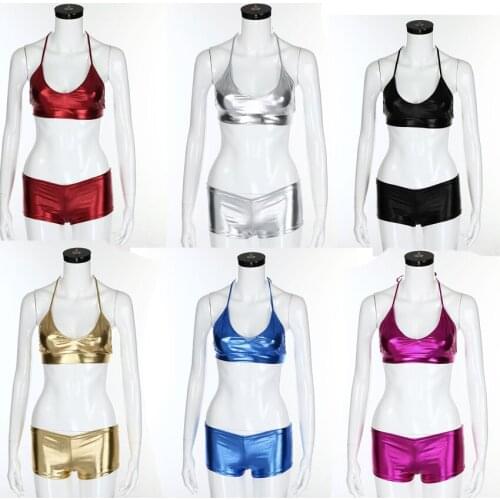 Women Sexy Bikini Set Patent Leather Bikinis Boxer Swimwear Bandage Swimsuit Lingerie Nightwear Sleepwear Bra G-string Beachwear