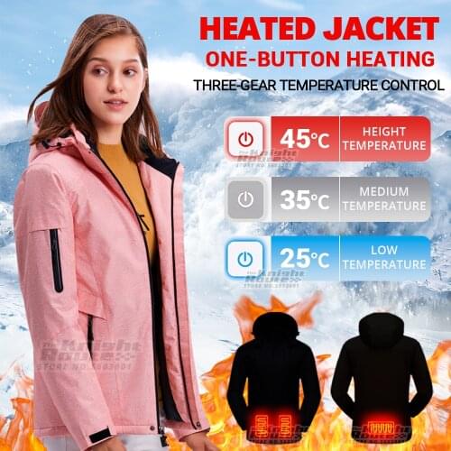 3 Areas Winter Heated Jacket Clothing Hiking Hunting Mens USB Heated Vest Windbreaker Womens Warm Thermal Equipment Clothes