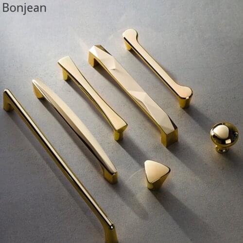 025 Bonjean High Quality Nordic Style Golden Cabinet Handle Zinc Alloy Modern Simple Wardrobe Door Handle Drawer Handle