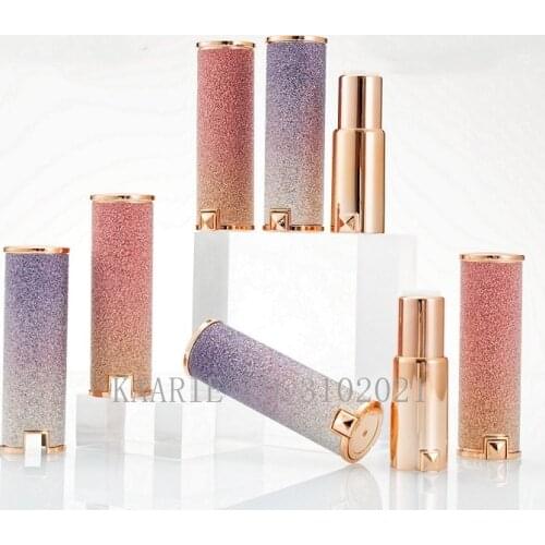 12.1mm 10/30/50pcs Empty Rose Gold/Gradient Purple Round Shiny Lipstick Tube,Lip Balm Container,Refillable Cosmetics Packaging
