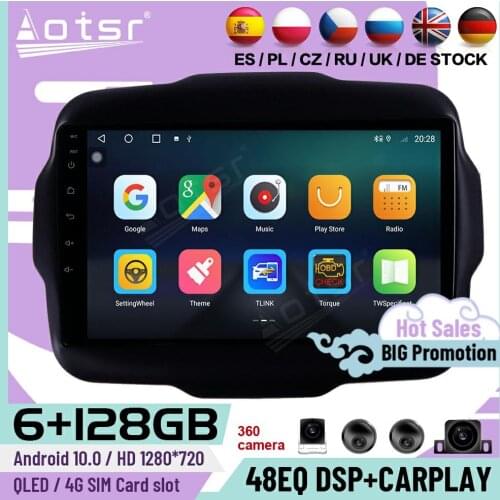 128G Carplay Stereo Android Player For Jeep Renegade 2014 2015 2016 2017 2018 GPS Navigation Car Radio Video Receiver Head Unit