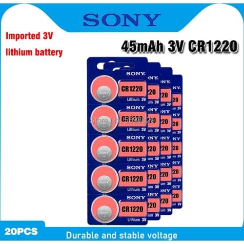 20pcs Sony CR1220 100% Original Button Cell Battery cr 1220 ECR1220 GPCR1220 For Watch Car Key Remote control 3v Lithium Battery
