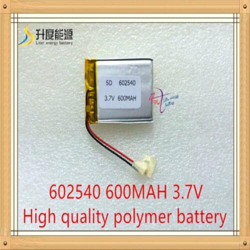 3.7v,600mah,[602540] Polymer Lithium Ion / Li-ion Battery For Dvr Record,mp3,mp4,toy,gps,smart Watch,sport Camera