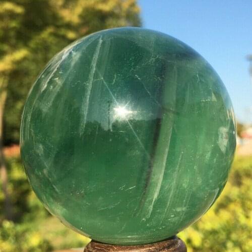 320 g 1PC natural transparent green fluorite quartz ball healing