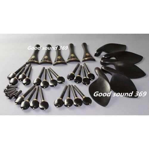5set new ebony 4/4 violin accessories pegs tailpiece chinrest endpin