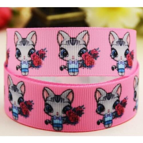 7/8'' 22mm,1" 25mm,1-1/2" 38mm,3" 75mm Cat Cartoon printed Grosgrain Ribbon party decoration 10 Yards X-02813