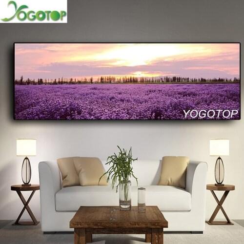 Large Lavender Sunset Nordic Landscape diy diamond painting cross-stitch 5D Full Mosaic diamond embroidery Wall Decor YY2656