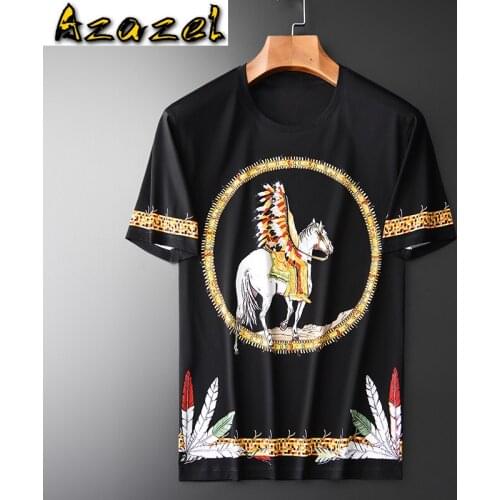 Azazel Summer Mens T-shirts Luxury Baroque Indian Knight Digital Printing Men T-shirts Plus Size 4xl Round Collar T-shirts Man