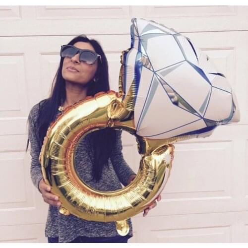 Big Gold Diamond Ring Foil Balloons Rose Gold Bride to Be Balloon Bridal Shower Wedding Engagement Valentines Day Decoration