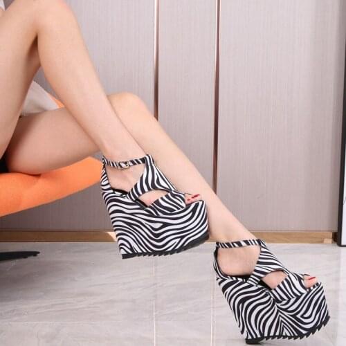 Sandals women summer new 2021 wedge heel Sandals Elegant Wedding Party shoes High Heel Leopard grain platform shoes