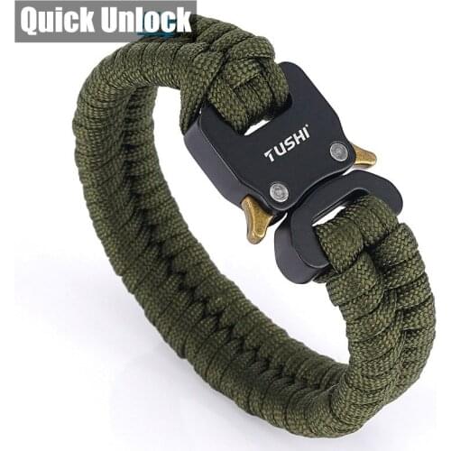 Quick Unlock Outdoor Survival Tactical Bracelet 26 cm Wearproof Woven Hand Rope Field Survival Tool Adjustable Bracelet Unisex