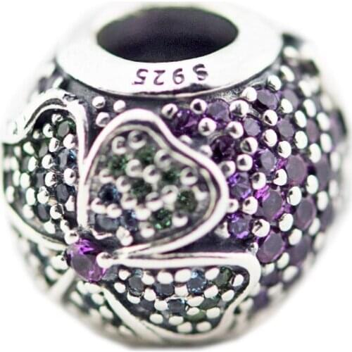 CKK Silver 925 Jewelry Fits Pandora Bracelets Glorious Bloom, Multi-Colored Charms Original Sterling Silver Beads