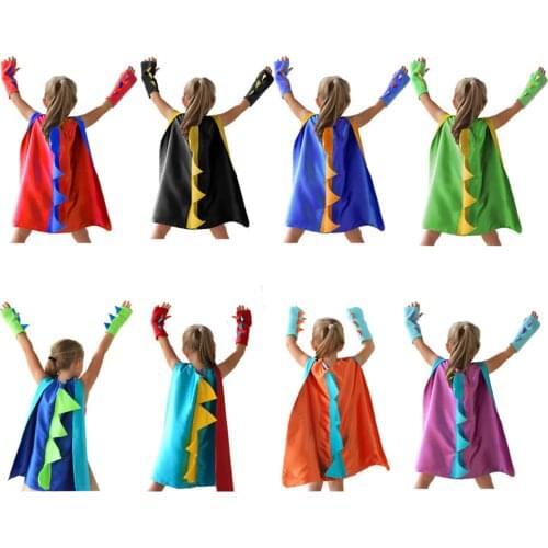 Halloween Kids Cloak Wristband Kit Dinosaur Cape Wrist Support Cosplay Tools for Boys Girls