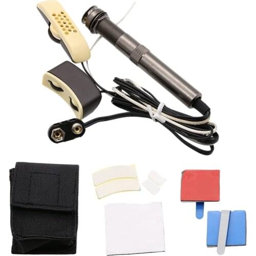 Folk Acoustic Guitar Pickup A-202 Guitar Equalizer Piezo Pickup Amplifier Tuner With 6.35Mm Output Jack (With Microphone)