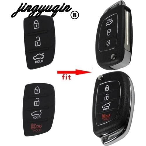 Jingyuqin 3/4 Buttons Replacement Rubber Pad Flip Car Remote Key Shell For Hyundai I30 IX35 Kia K2 K5 Key Cover Case