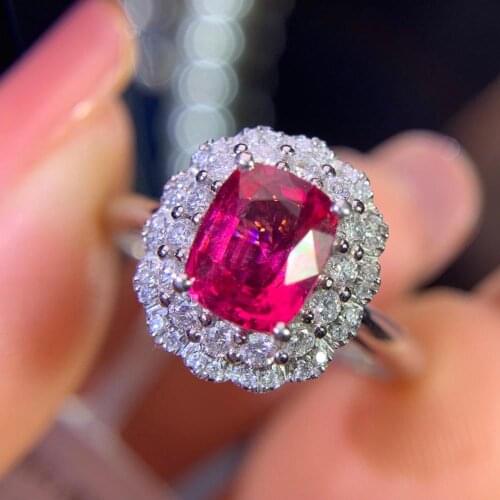 Y404 Spinel Ring Fine Jewelry Real 18K Gold AU750 Natural Spinel Gemstones 1.0ct Diamonds Female Anniversary Gift Fine Rings