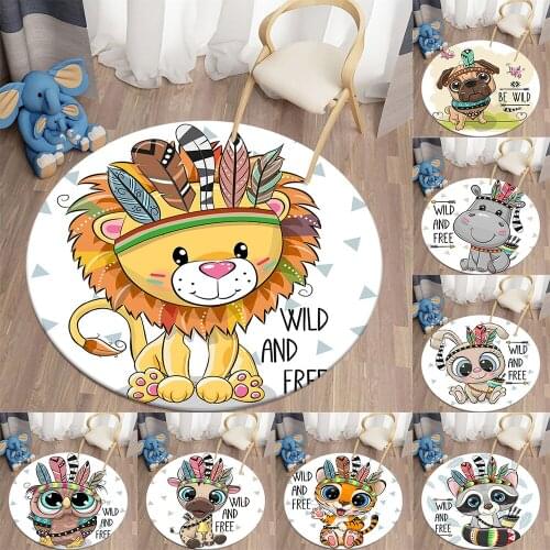 Cute cartoon anime tiger eagle living room decoration round rug carpets for bed room anime floor mat round area rug area rugs