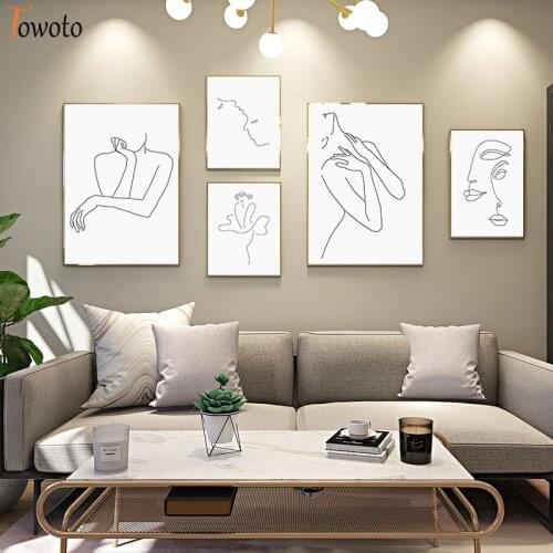 Minimalism Line Drawing Poster Black And White Wall Art Canvas Decoartion Painting Artwork For Living Room Picture Home Decor