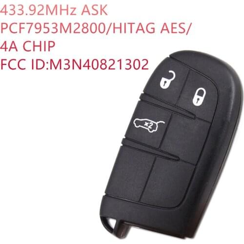 Newest OEM 3 Buttons Smart Car Key Fob For Fia t 500X 4A Chip 433MHz M3N40821302 For Jee p Genuine Version With Emergency Key