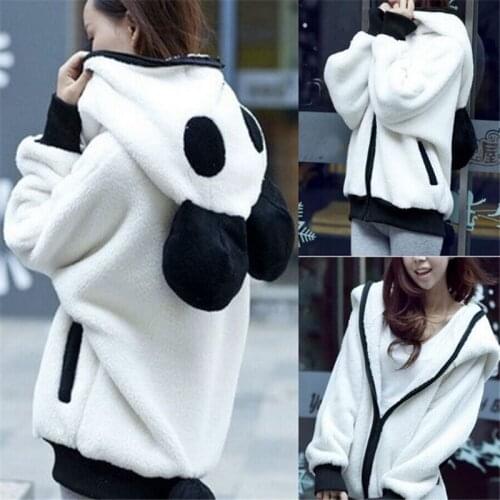 2021 NEW Hoodie Women Fashion Sweatshirt Casual Thicken Sweatshirt WinterTops Clothes zipper Cute Panda Ear cap